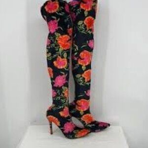 FASHION NOVA Floral Over-the-Knee/Thigh High Boots